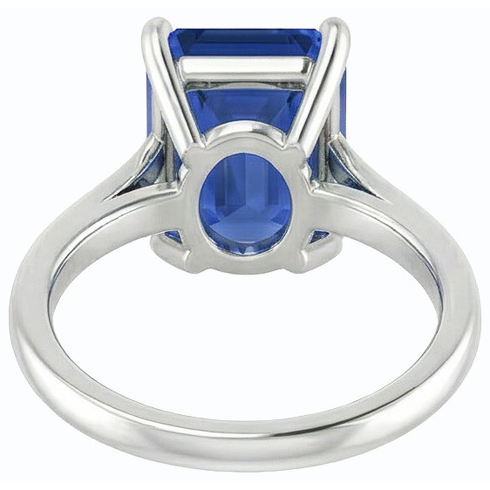 Solitär-Edelstein-Ring Smaragdförmiger Ceylon-Saphir 2,50 Karat