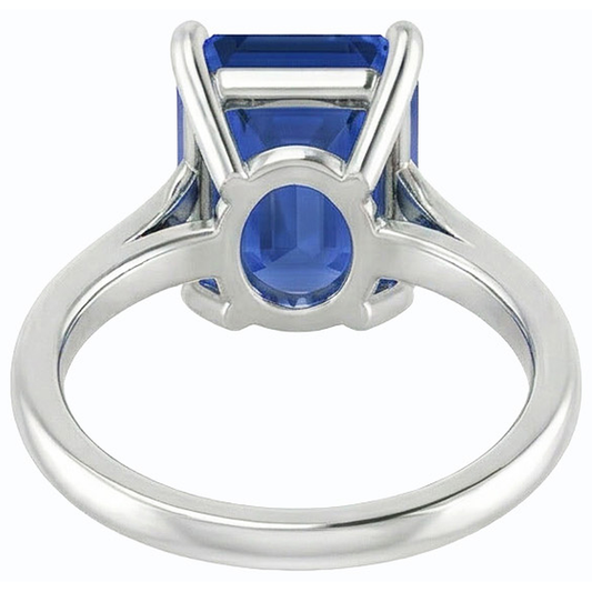 Solitär-Edelstein-Ring Smaragdförmiger Ceylon-Saphir 2,50 Karat