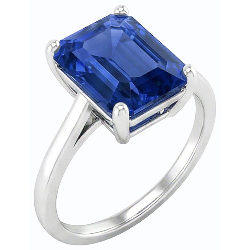Solitär-Edelstein-Ring Smaragdförmiger Ceylon-Saphir 2,50 Karat