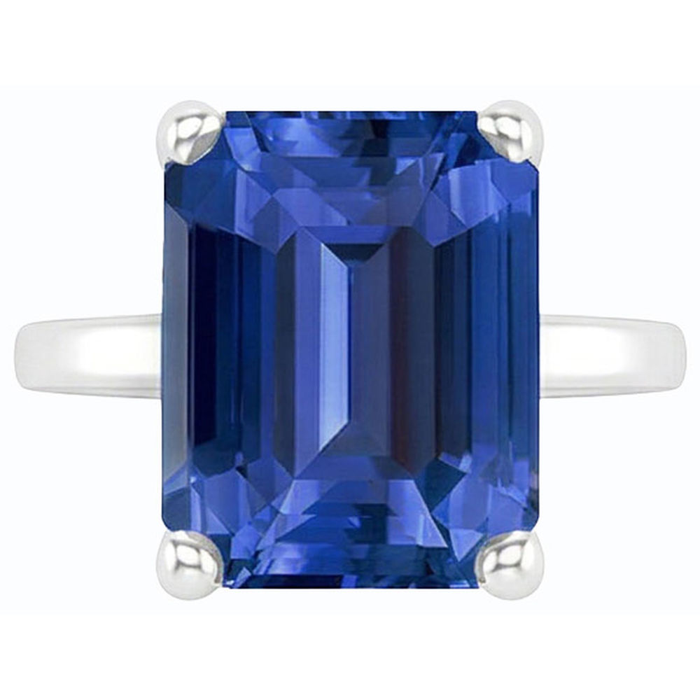Solitär-Edelstein-Ring Smaragdförmiger Ceylon-Saphir 2,50 Karat
