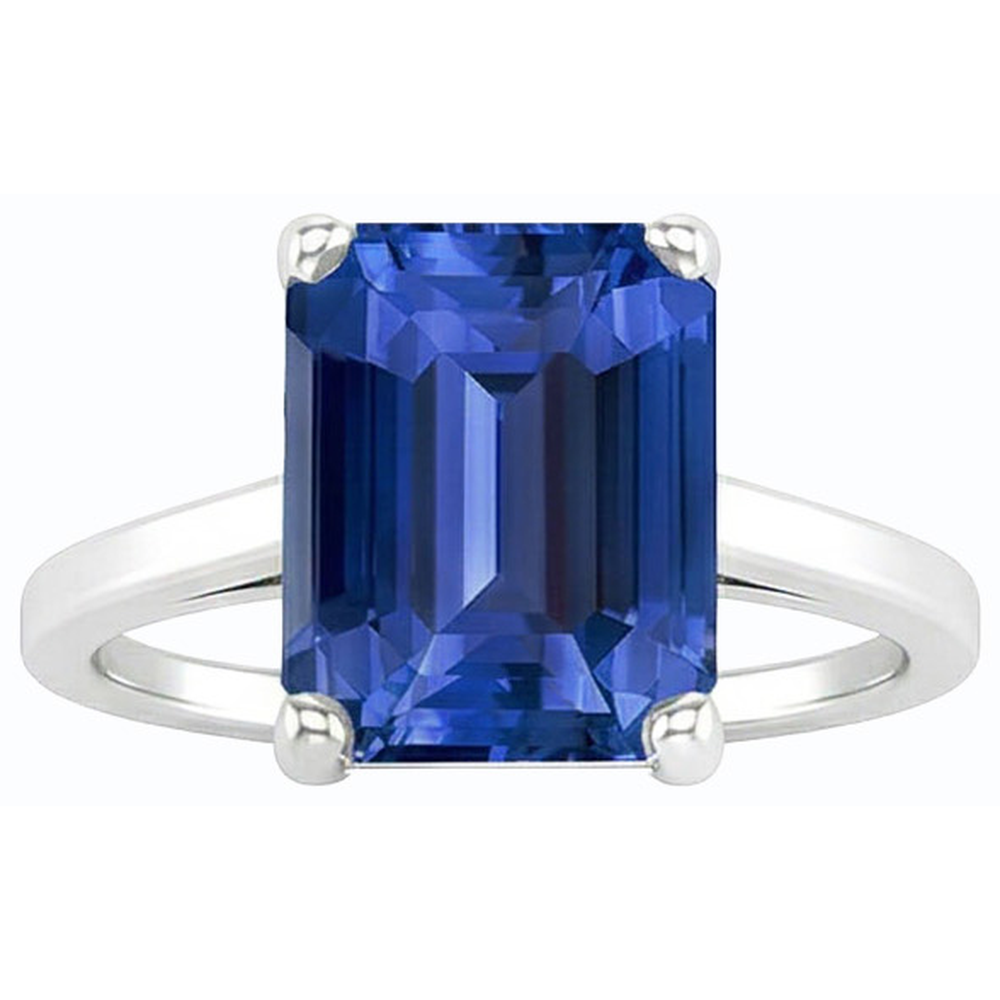 Solitär-Edelstein-Ring Smaragdförmiger Ceylon-Saphir 2,50 Karat
