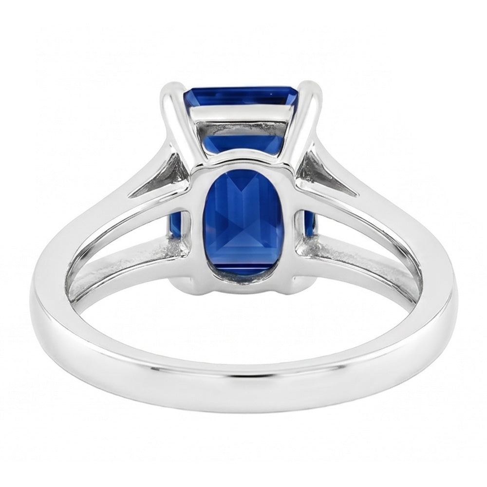 Solitär-Edelstein-Ring Strahlend blauer Saphir 1,50 Karat geteilter Schaft