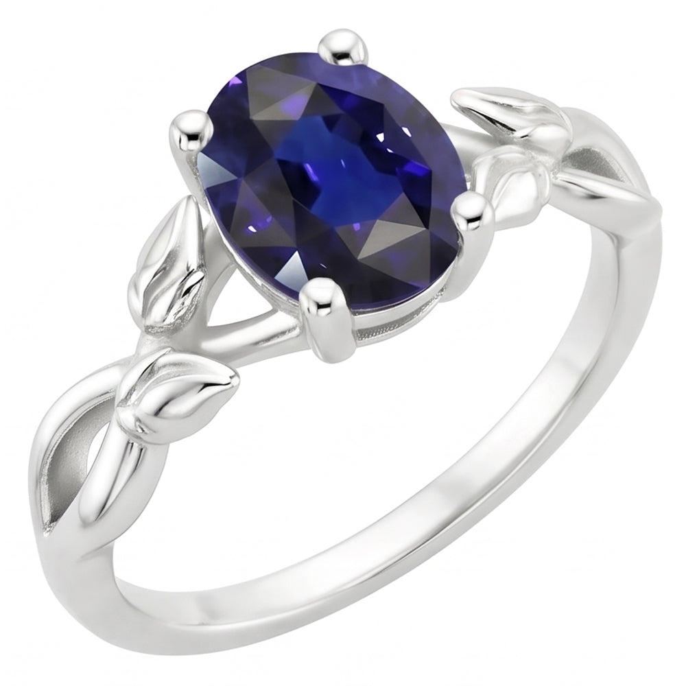 Solitär Edelstein Schmuck Ring Blatt Stil Ceylon Saphir 2 Karat