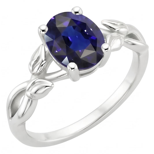 Solitär Edelstein Schmuck Ring Blatt Stil Ceylon Saphir 2 Karat