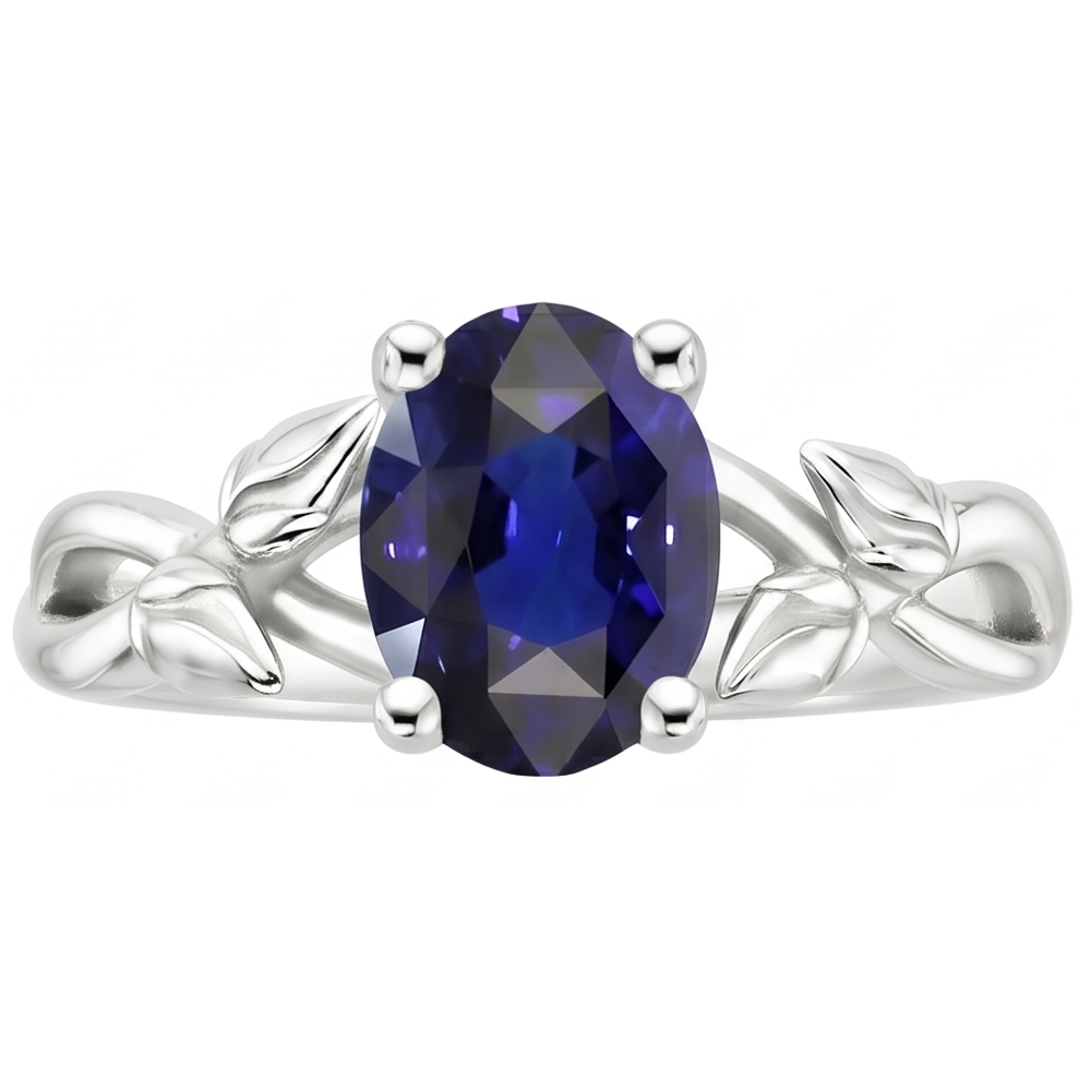Solitär Edelstein Schmuck Ring Blatt Stil Ceylon Saphir 2 Karat