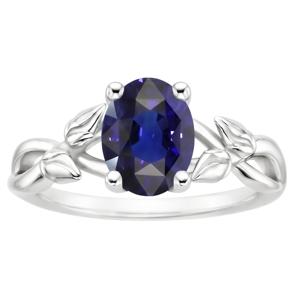 Solitär Edelstein Schmuck Ring Blatt Stil Ceylon Saphir 2 Karat