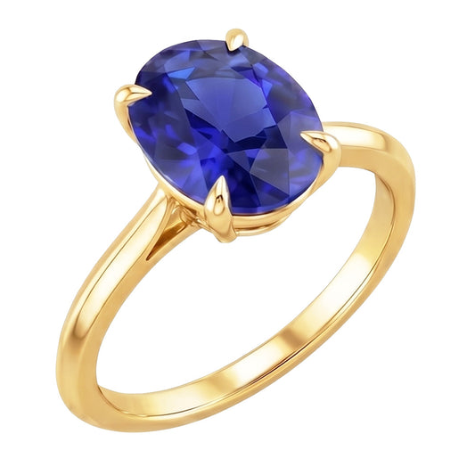 Solitär Gelbgold Ehering Sri Lanka Saphir 2,50 Karat