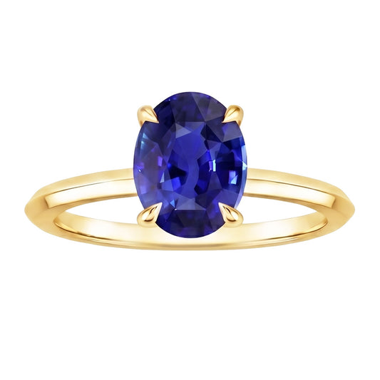 Solitär Gelbgold Ehering Sri Lanka Saphir 2,50 Karat