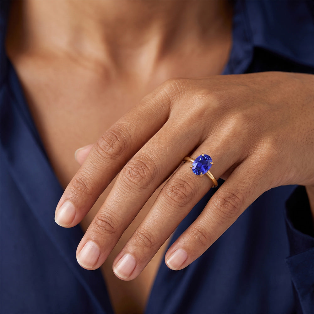 Solitär Gelbgold Ehering Sri Lanka Saphir 2,50 Karat