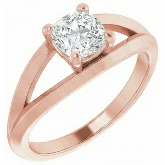 Solitär-Kissen alter Bergmann Echt Natürlicher Diamant ( nicht im Labor gezüchtet )ring 3 Karat 4 Zinken geteilter Schaft