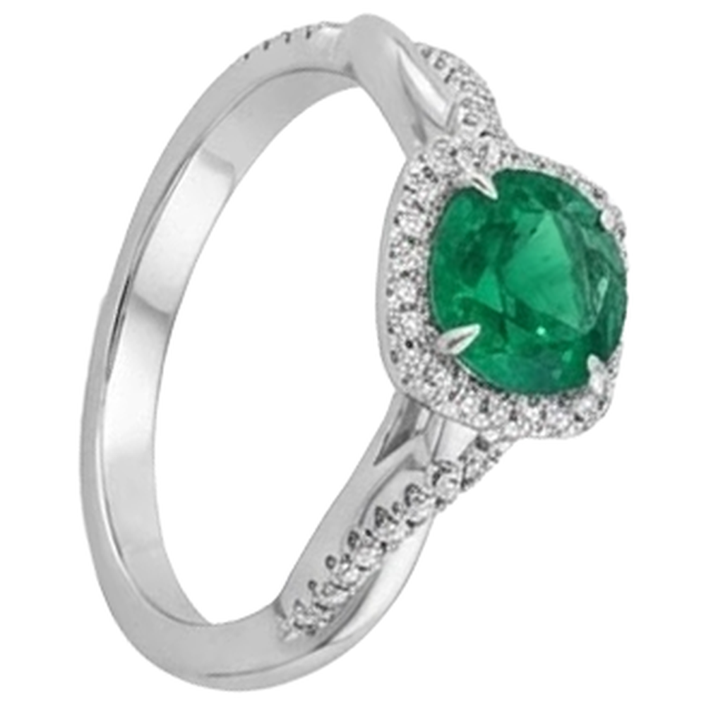echter round smaragd 3Karat ring Profilansicht