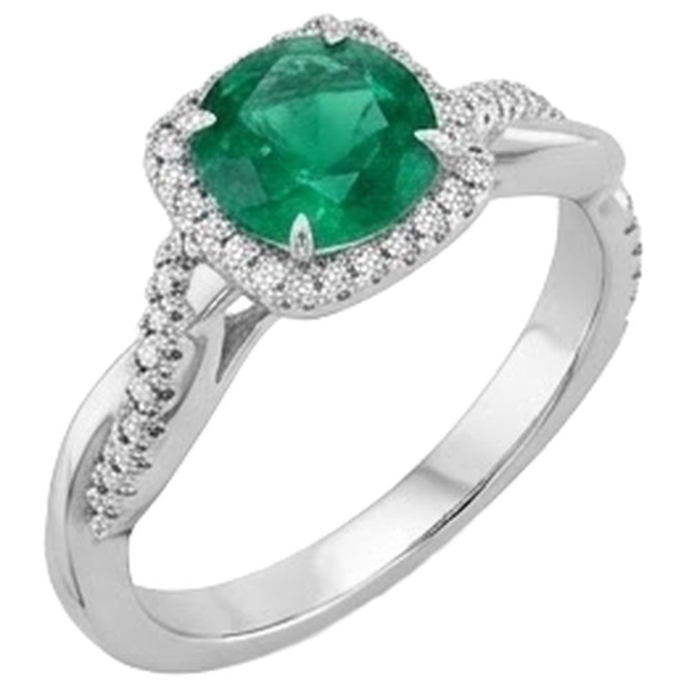 echter round smaragd 3Karat ring Draufsicht