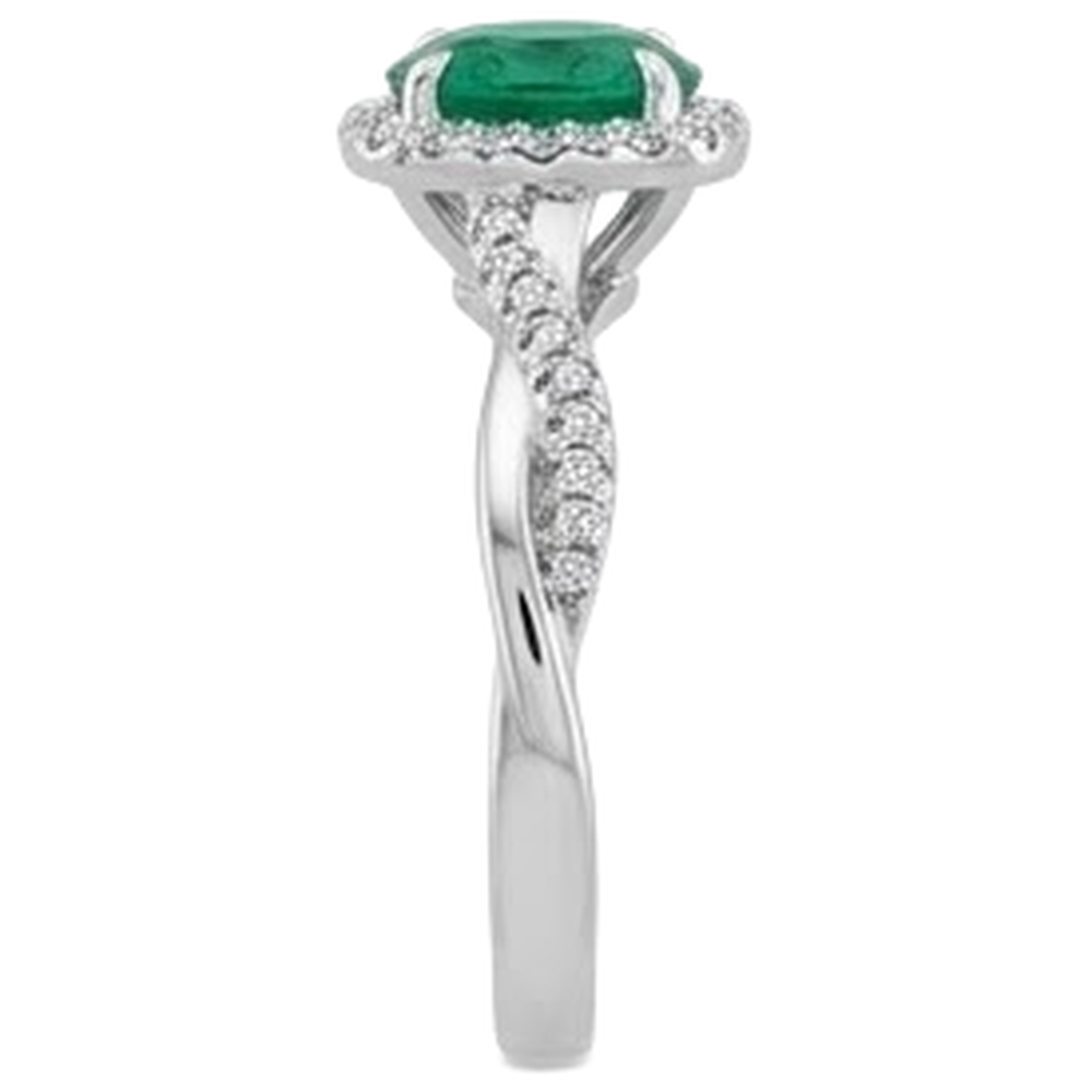 echter round smaragd 3Karat ring mit Diamantbesatz