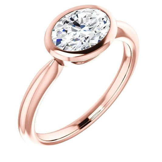 Solitär-Natürliche Diamantring 4 Karat Lünettenfassung Roségold Schmuck