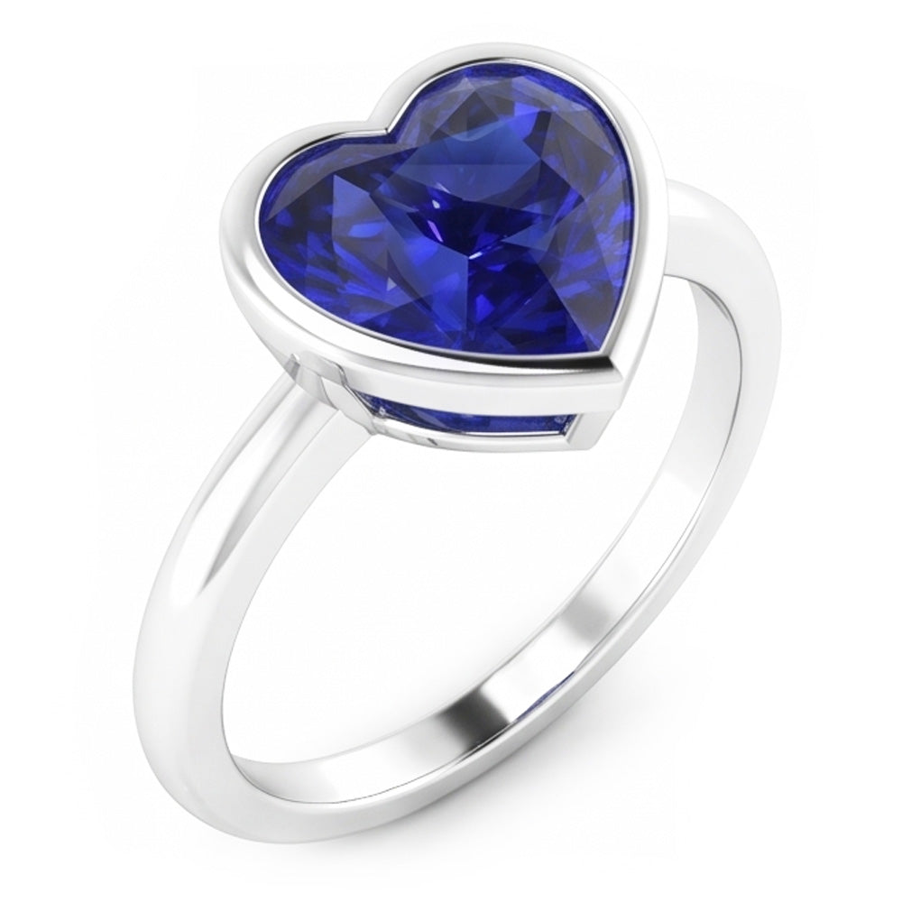 Solitär Ring Herz Lünette Set Sri Lanka Saphir 2 Karat Gold