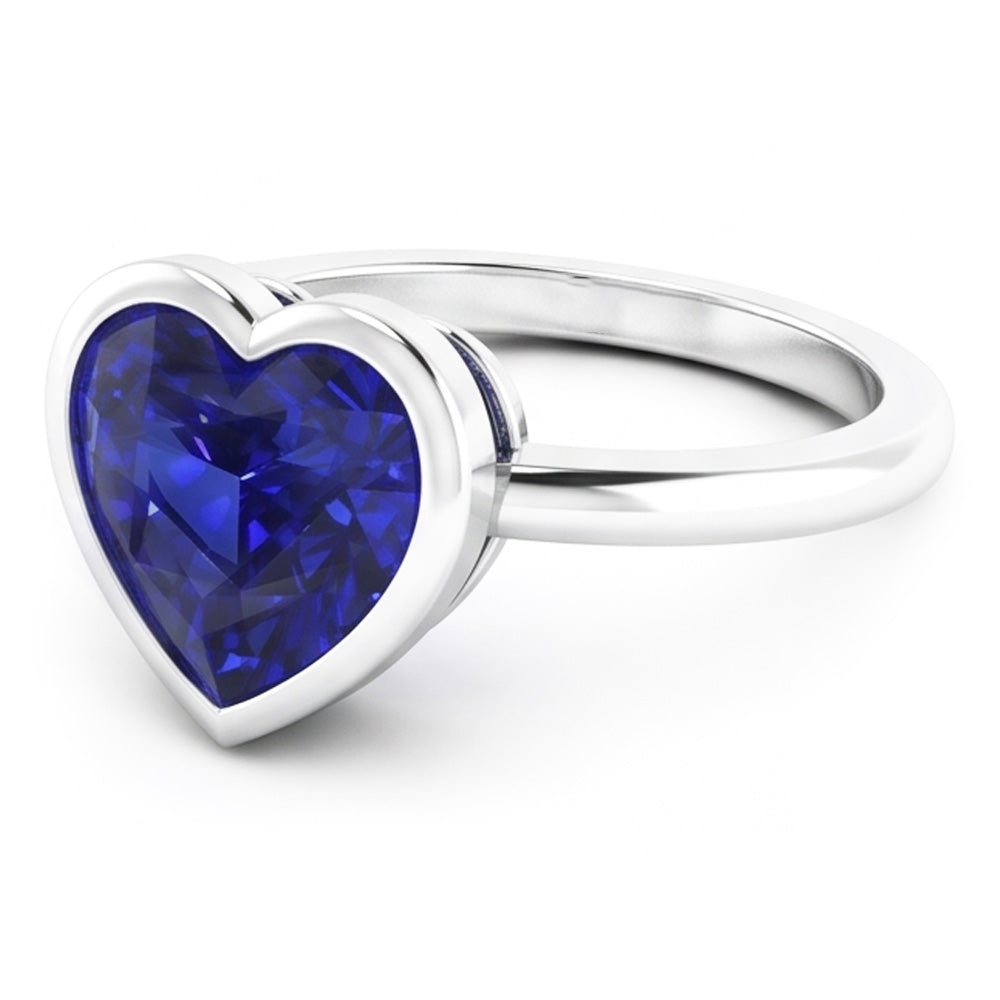 Solitär Ring Herz Lünette Set Sri Lanka Saphir 2 Karat Gold