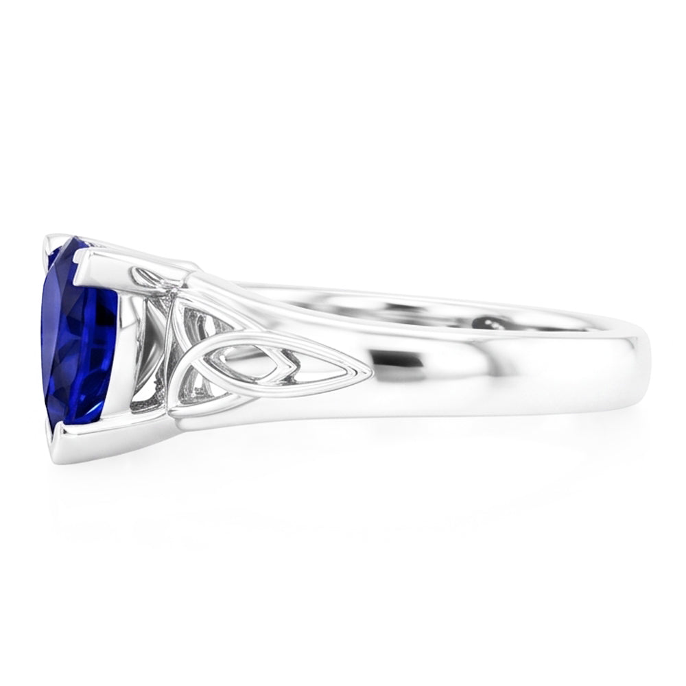Solitär-Ring Trillion V Zinke Blauer Saphir Antik-Stil 2 Karat