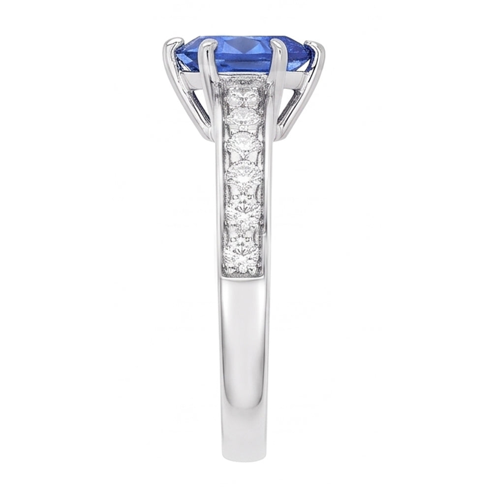 Solitär-Ring aus Ceylon-Saphir in Birnenform mit Akzenten 2,50 Karat