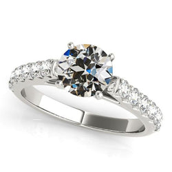 Solitär-Ring mit Akzenten alter Bergmann Echt Aus der Erde Abgebauter Natürlicher Diamant-Zinken-Set 4 Karat