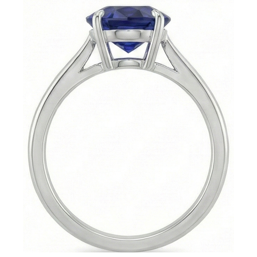 Solitär-Ring mit blauem Saphir im Ovalschliff 2 Karat Weißgold 14K