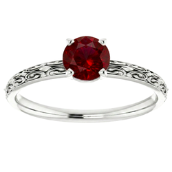 Solitär Rubin Antik-Stil Ring 1,50 Karat Weißgold 14K