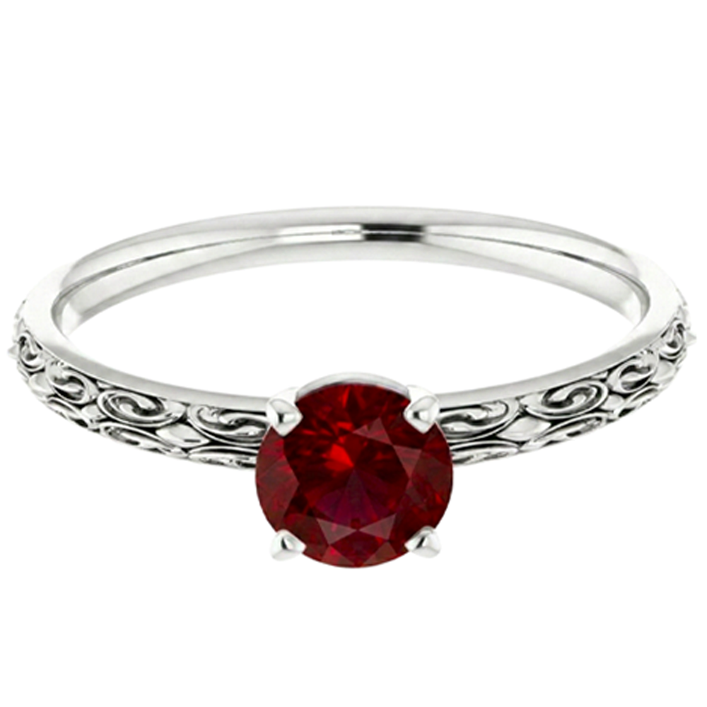 Solitär Rubin Antik-Stil Ring 1,50 Karat Weißgold 14K