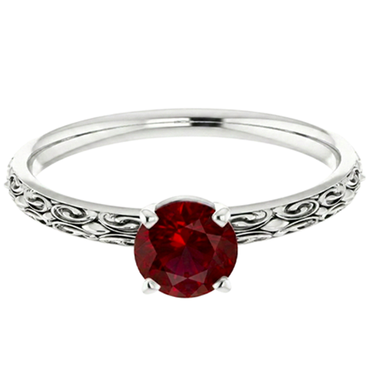 Solitär Rubin Antik-Stil Ring 1,50 Karat Weißgold 14K