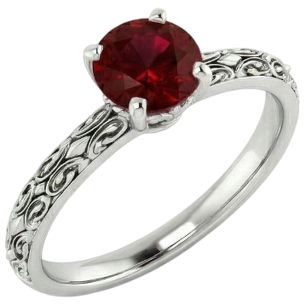 Solitär Rubin Antik-Stil Ring 1,50 Karat Weißgold 14K
