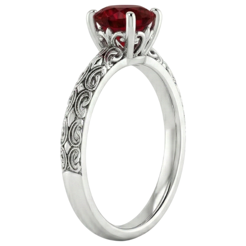 Solitär Rubin Antik-Stil Ring 1,50 Karat Weißgold 14K