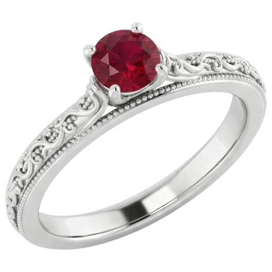 Solitär Rubin Ring 0,75 Karat Antik-Stil Neu