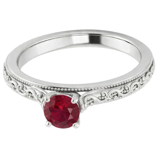 Solitär Rubin Ring 0,75 Karat Antik-Stil Neu