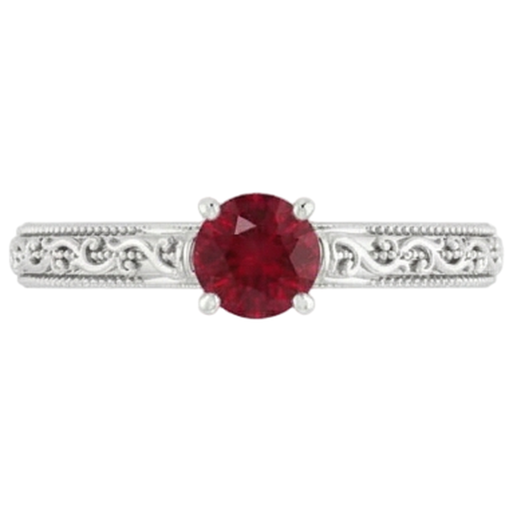Solitär Rubin Ring 0,75 Karat Antik-Stil Neu