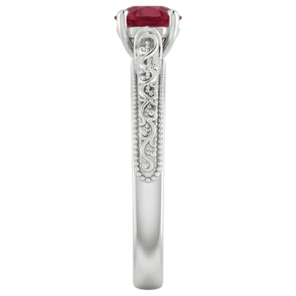 Solitär Rubin Ring 0,75 Karat Antik-Stil Neu