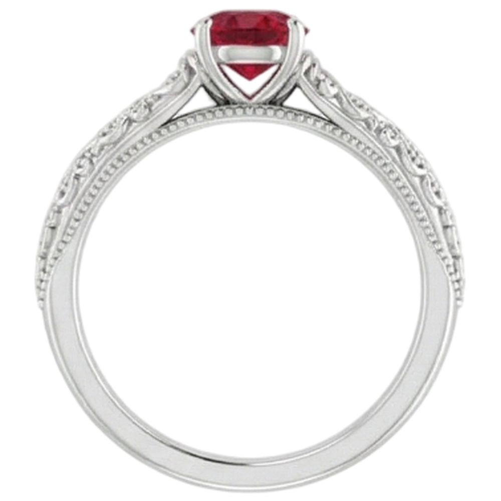 Solitär Rubin Ring 0,75 Karat Antik-Stil Neu