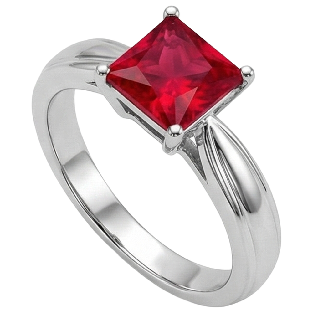 Solitär-Rubin-Ring 1 Karat Weißgold 14K