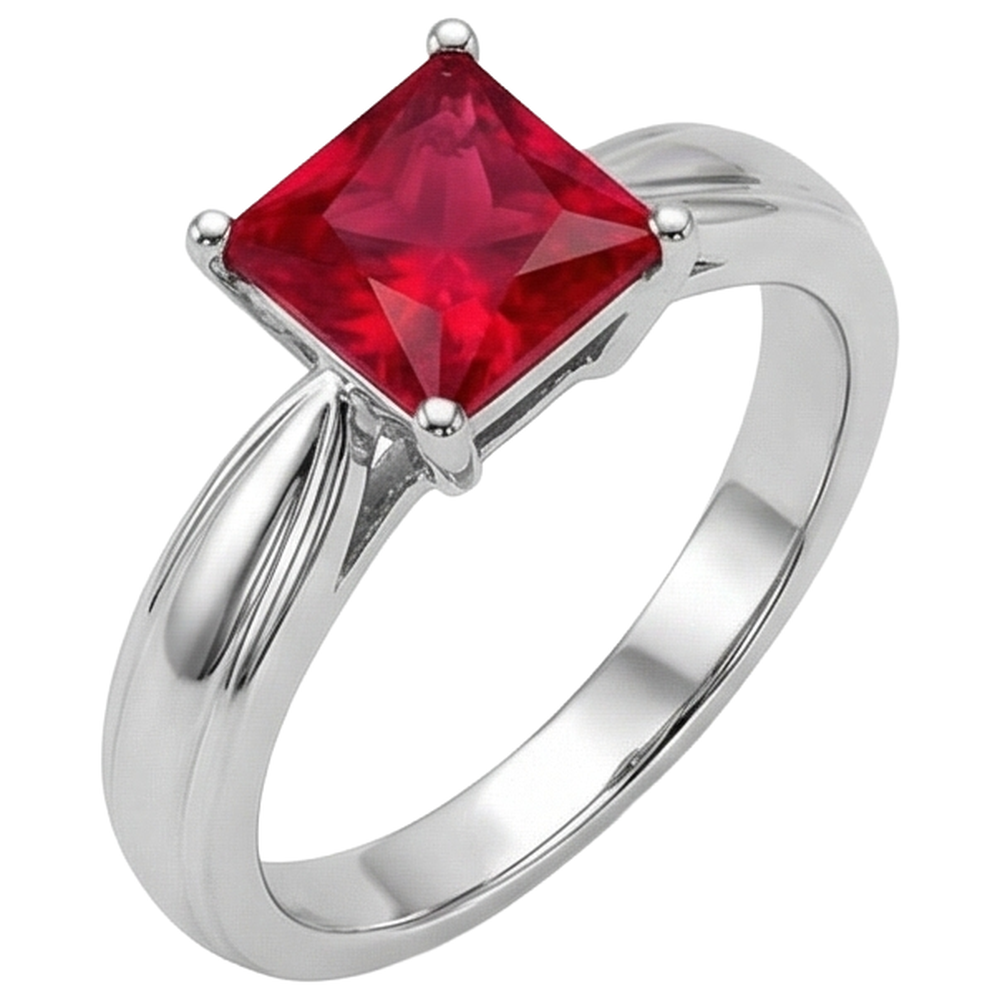 Solitär-Rubin-Ring 1 Karat Weißgold 14K