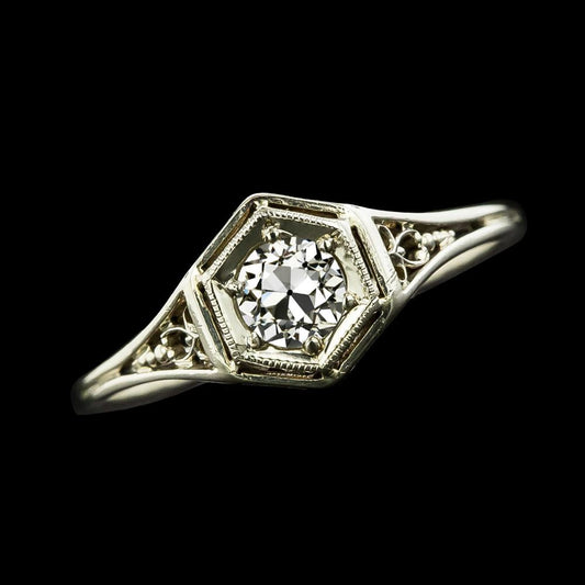 Solitär Runder Alter Bergmann Echt Diamantring Antik-Stil 1 Karat Goldschmuck