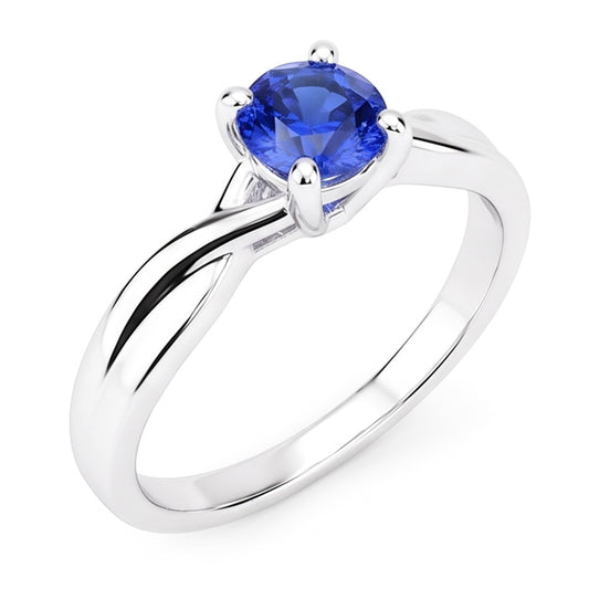 Solitär Saphir Ring 1 Karat U Krappenfassung Gold Twisted Shank