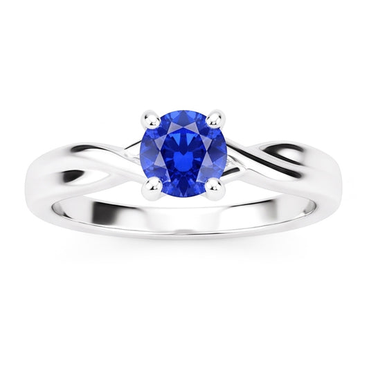 Solitär Saphir Ring 1 Karat U Krappenfassung Gold Twisted Shank