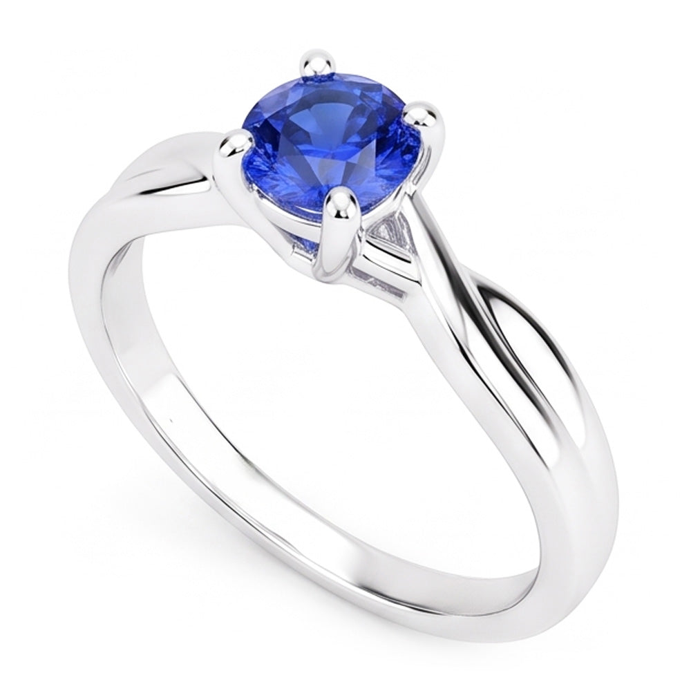 Solitär Saphir Ring 1 Karat U Krappenfassung Gold Twisted Shank