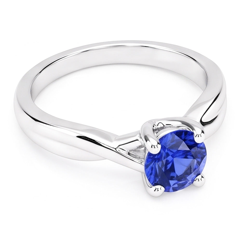Solitär Saphir Ring 1 Karat U Krappenfassung Gold Twisted Shank