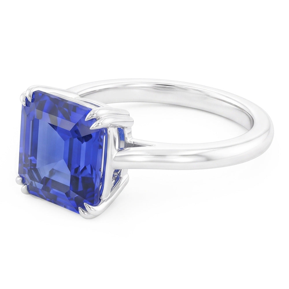 Solitär Saphir Ring Asscher Cut Double Prong Gold 14K 2,50 Karat