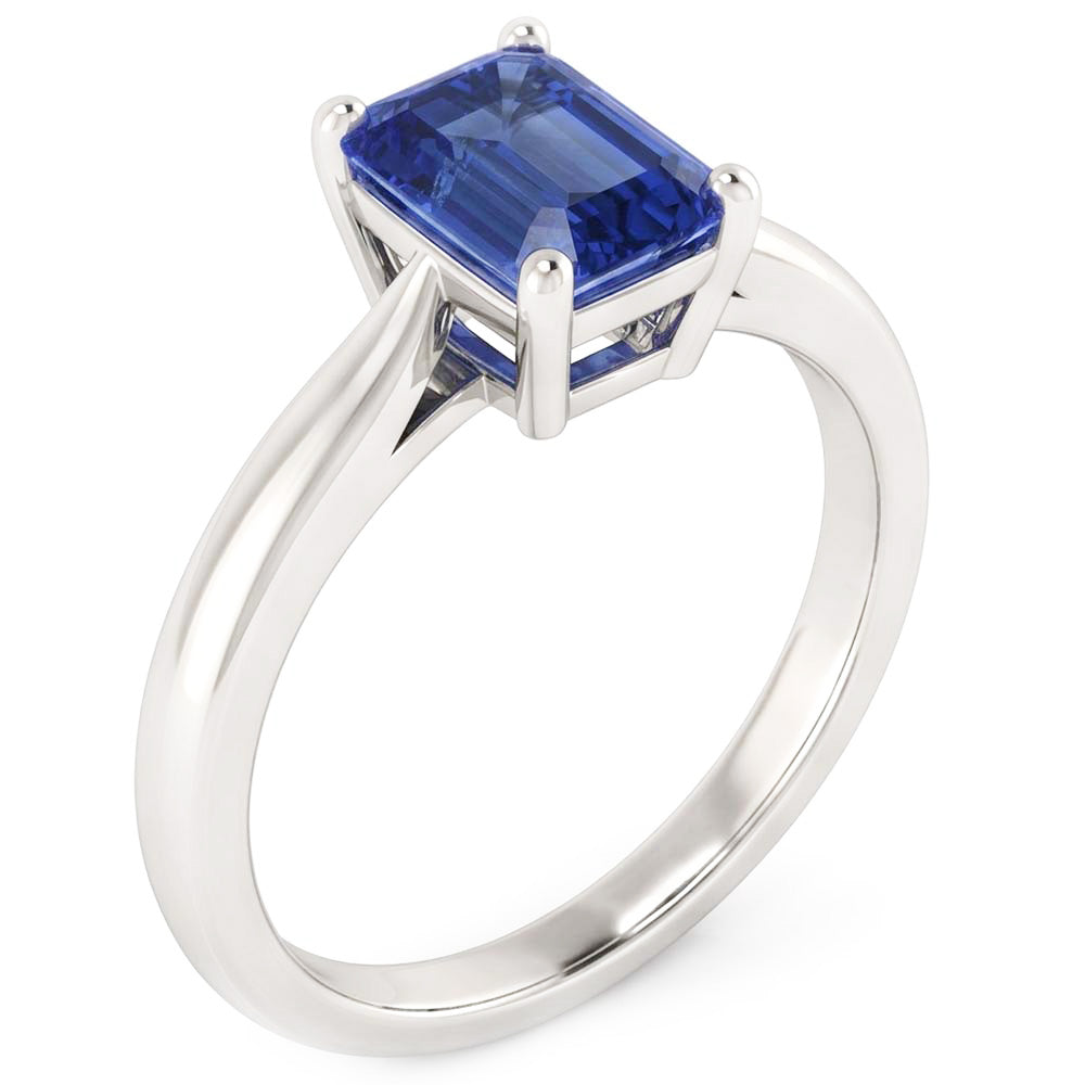 Solitär Smaragd Ceylon Saphir Ring 1 Karat Konischer Schaft Schmuck