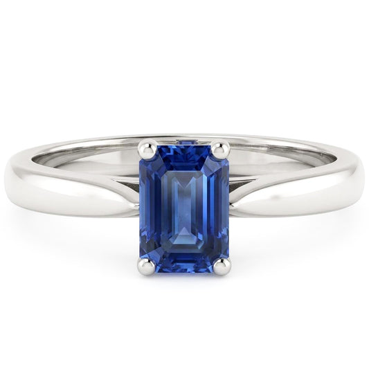 Solitär Smaragd Ceylon Saphir Ring 1 Karat Konischer Schaft Schmuck