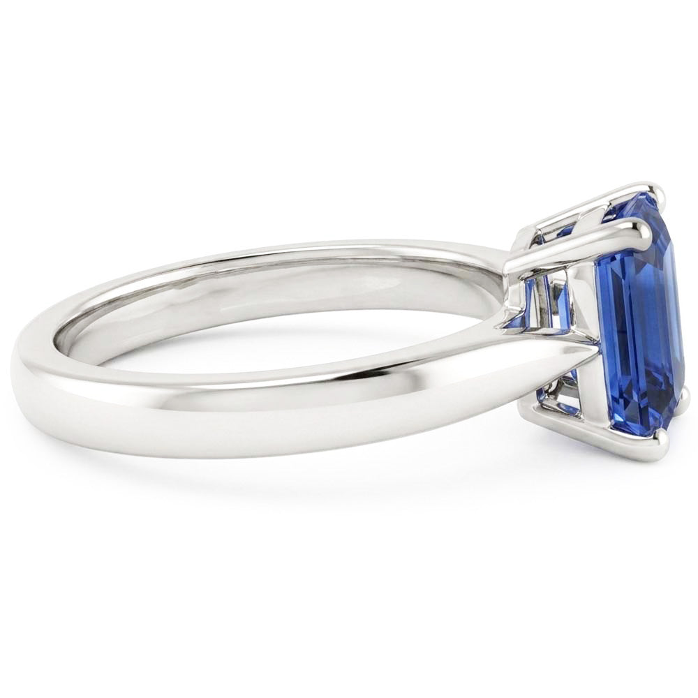 Solitär Smaragd Ceylon Saphir Ring 1 Karat Konischer Schaft Schmuck