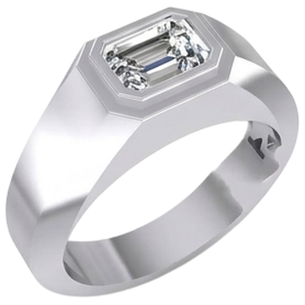 Solitär-Smaragd-Echtdiamant-Herrenring 1 Karat Gold 14K