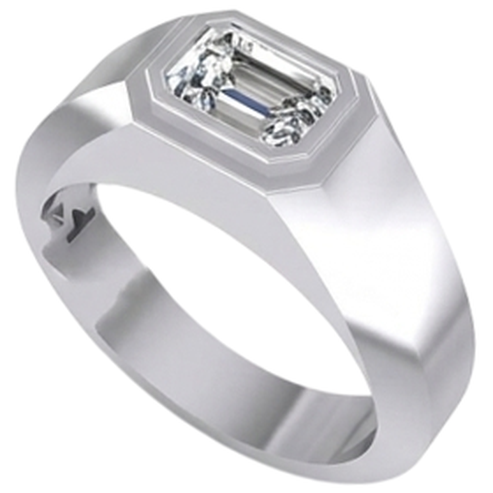 Solitär-Smaragd-Echtdiamant-Herrenring 1 Karat Gold 14K