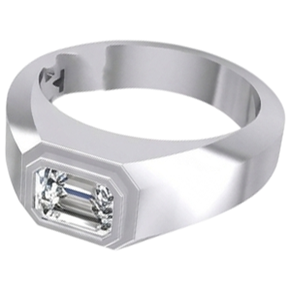 Solitär-Smaragd-Echtdiamant-Herrenring 1 Karat Gold 14K