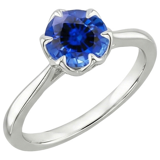 Solitär Sri Lanka Saphir Ring 2 Karat Konischer Schaft Weißgold
