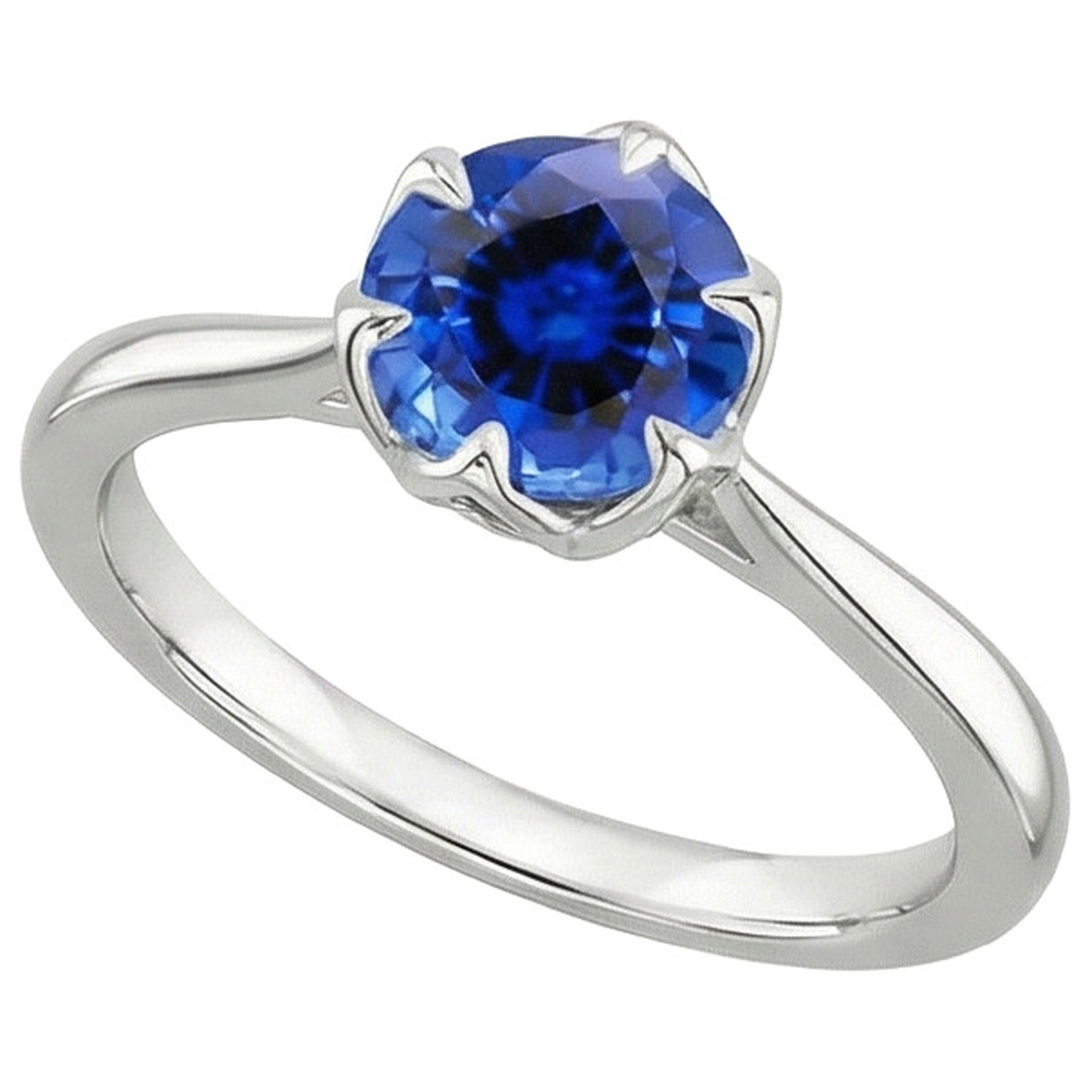 Solitär Sri Lanka Saphir Ring 2 Karat Konischer Schaft Weißgold